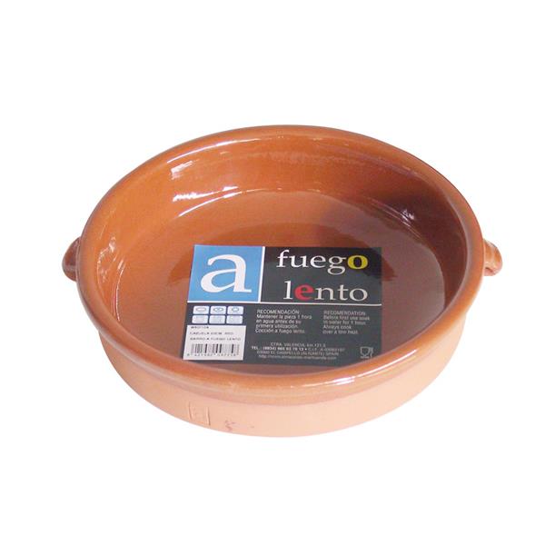 Cazuela barro redonda, 2 asas, 25 cm. Fondo curvo (Min. 6 un