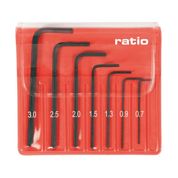 Juego 7 llaves acodadas allen de precisión (0,7 - 3 mm).