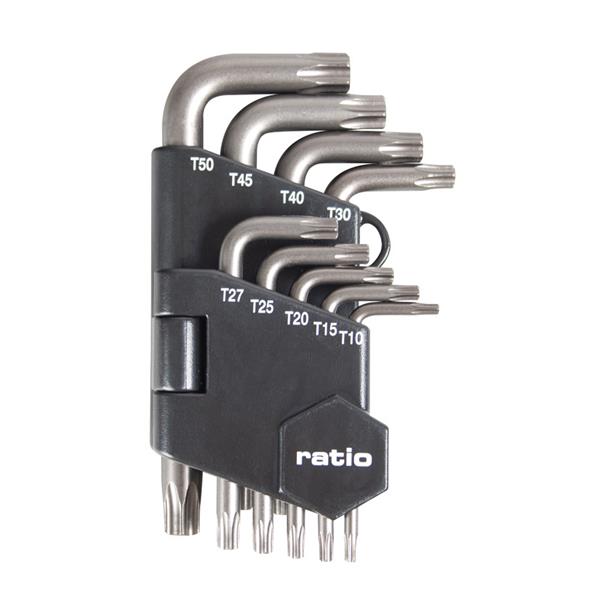RATIO** Jgo. 9 llaves Torx seguridad (T10-T50).