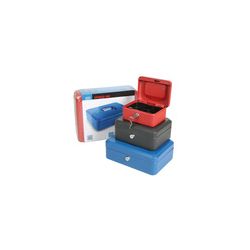 Caja caudales con badeja. Azull. 15,2.x11,5xh8 cm.