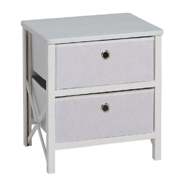 CLOSET Cajonera 2 cajones de tela. 41x33xh.43 cm. Color blanco. FIN STOCK