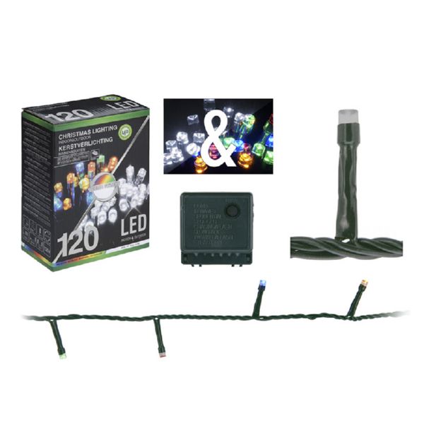 Iluminación ext. Led 120 bombillas blanco y mulitocolor c/programador