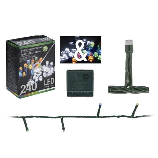 Iluminación ext. Led 240 bombillas blanco y mulitocolor c/programador