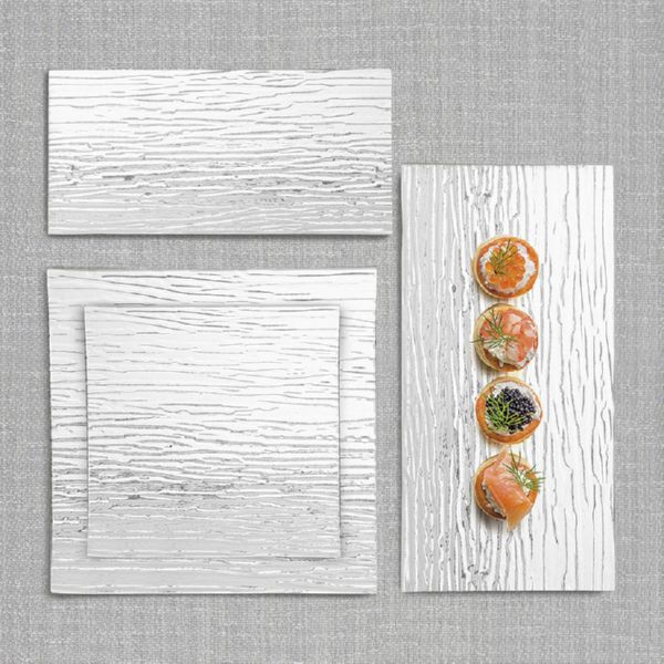 Plato vidrio rectangular  rayas 26x12 cm. (Mín. 6 un.)