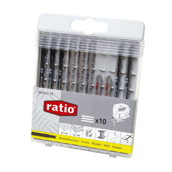 Sierras caladoras, conexion tipo B&D, Jgo.10 pzas.