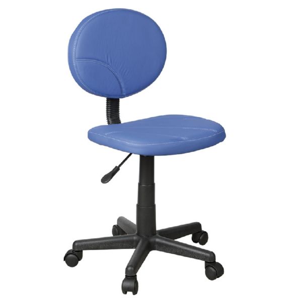 Silla oficina Nadia Azul s/brazos. Respaldo en rejilla.